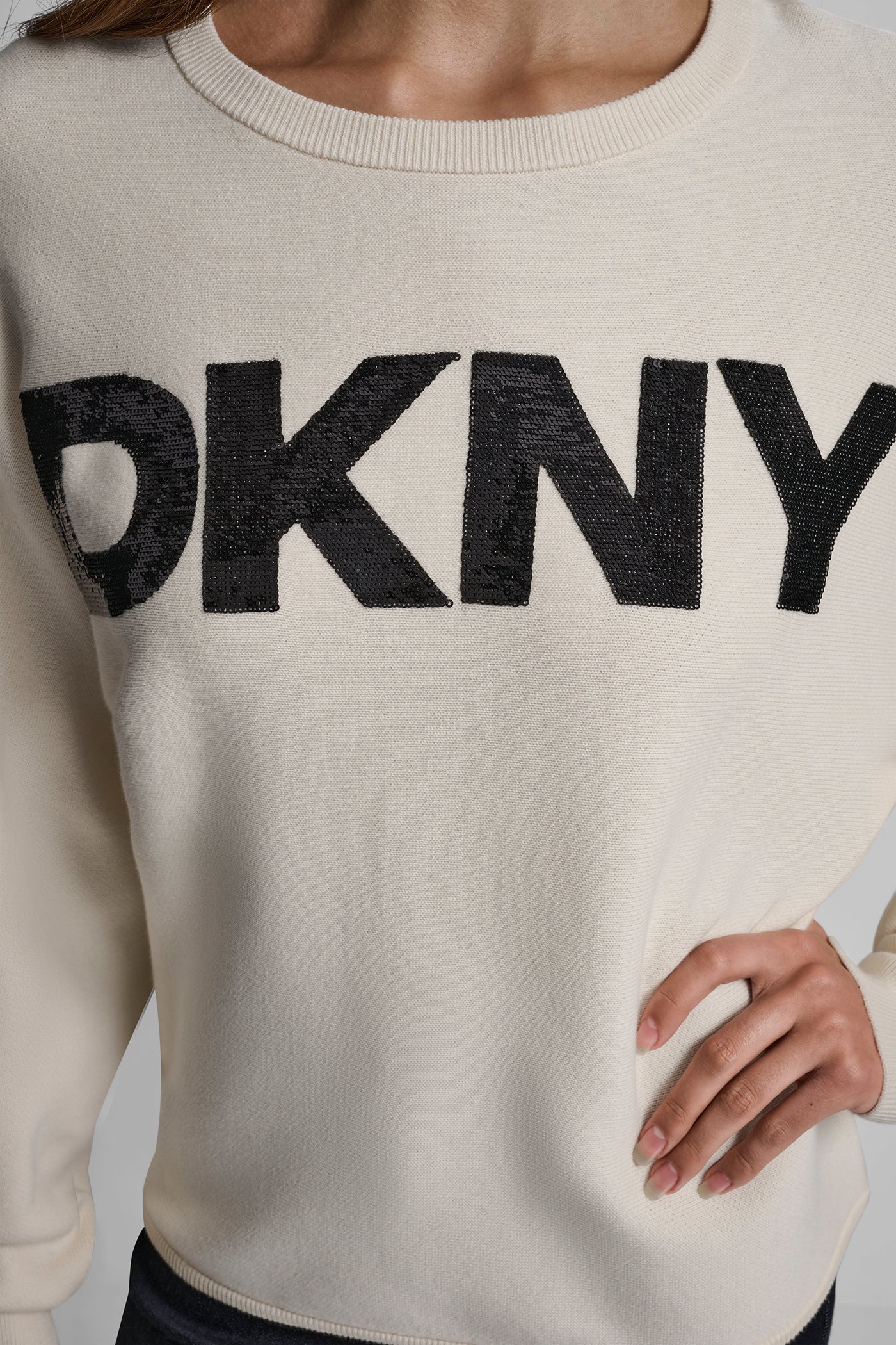 SEQUIN LOGO SWEATER