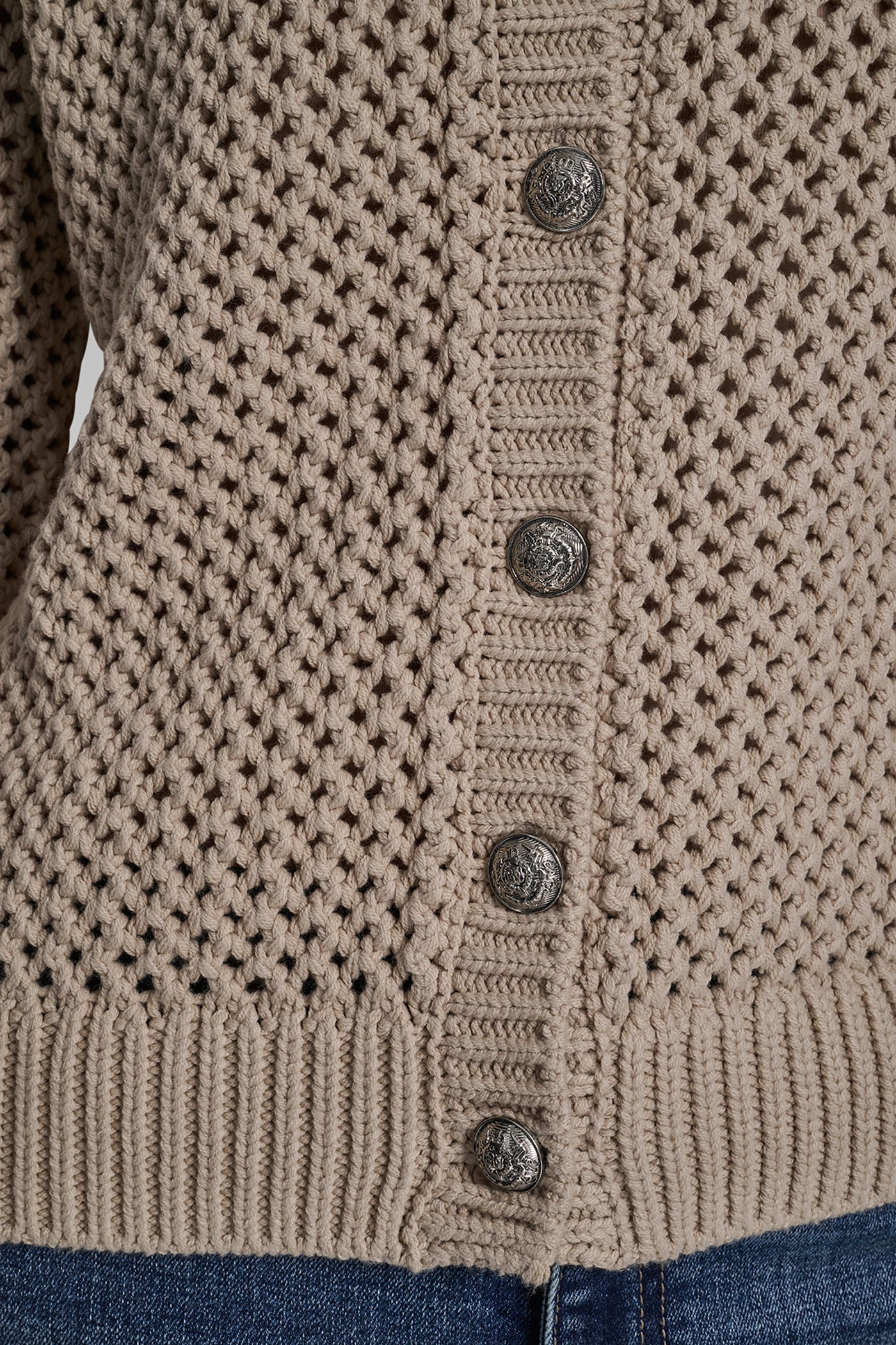 TEXTURED BUTTON FRONT SWEATER JACKET