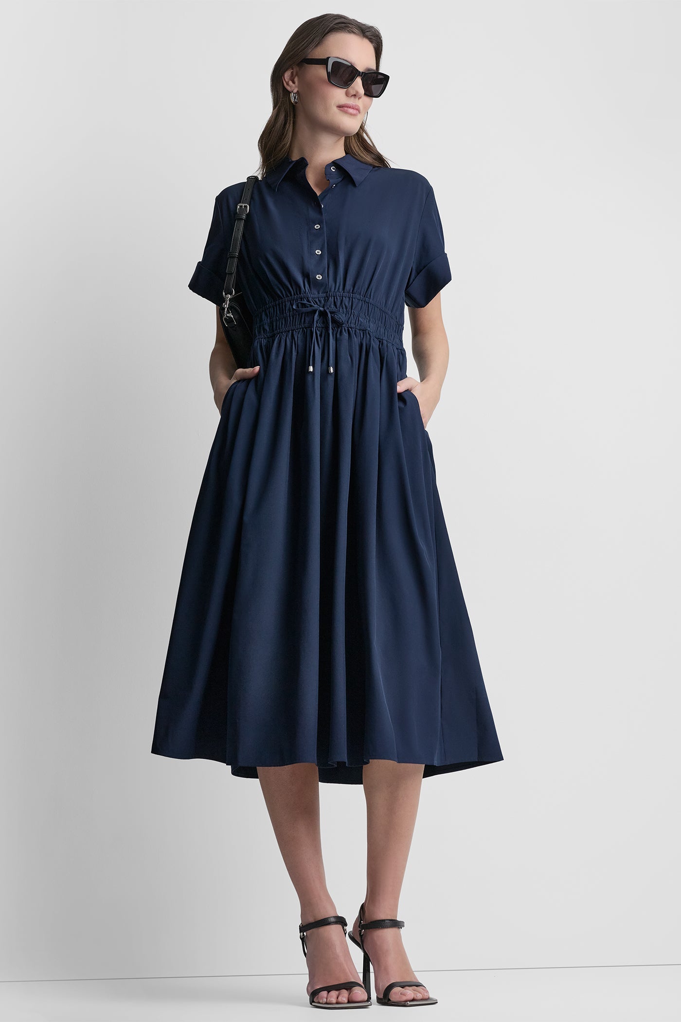 SMOCKED-WAIST COMMUTER DRESS