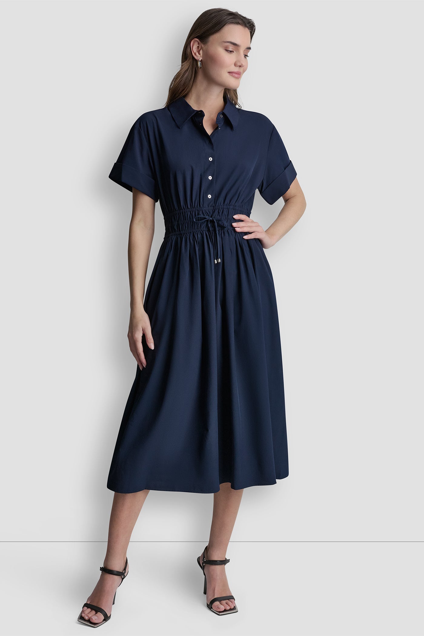 SMOCKED-WAIST COMMUTER DRESS