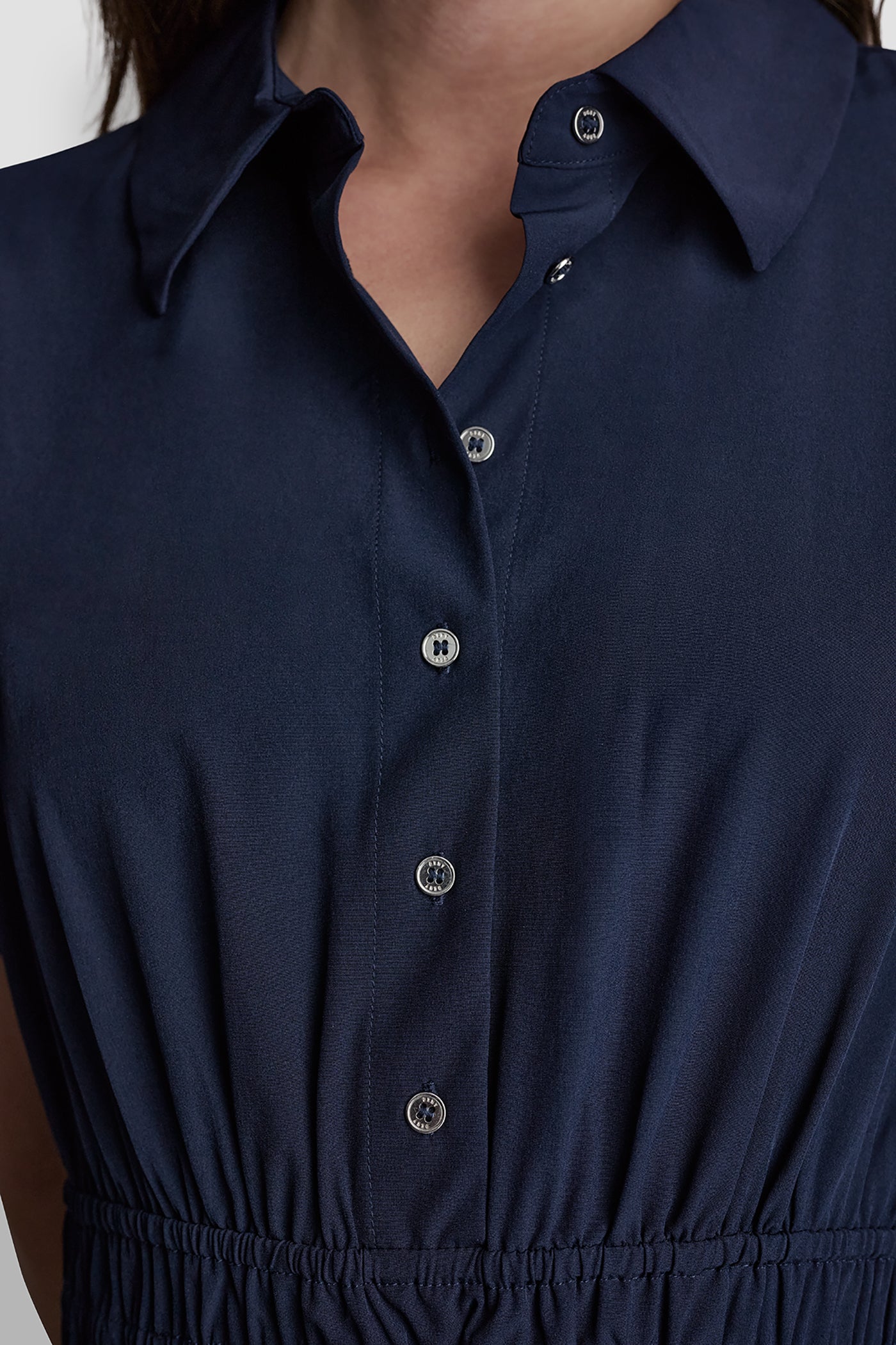 SMOCKED-WAIST COMMUTER DRESS