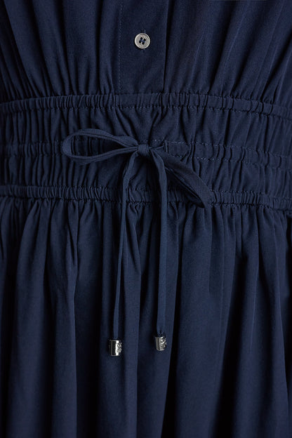 SMOCKED-WAIST COMMUTER DRESS