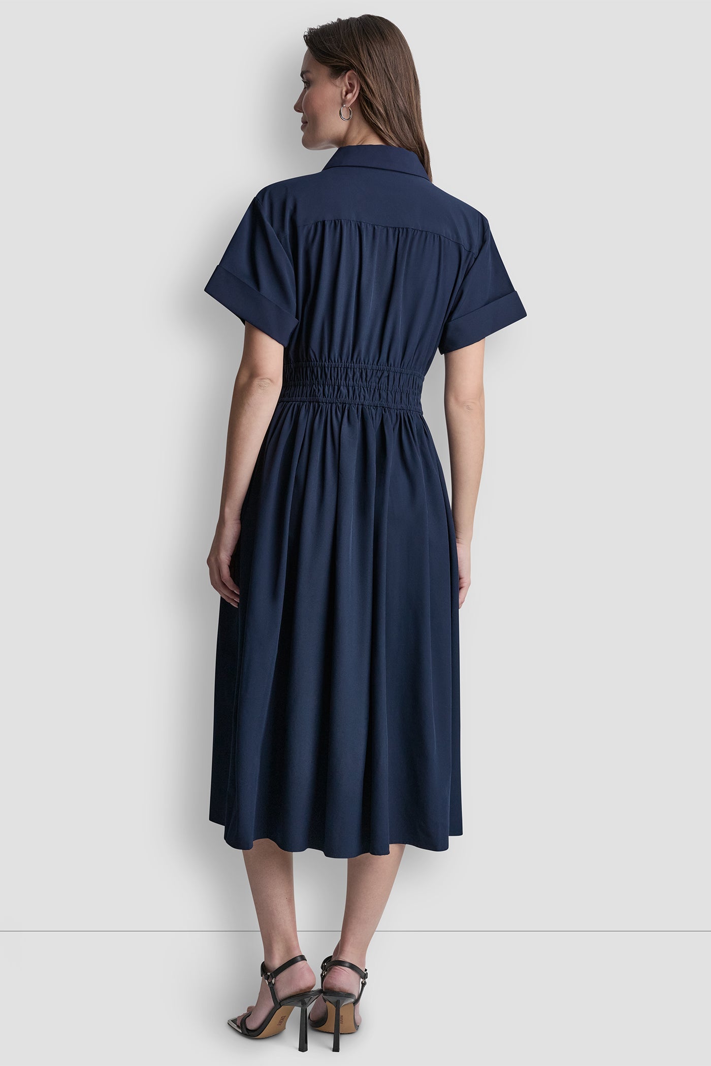 SMOCKED-WAIST COMMUTER DRESS