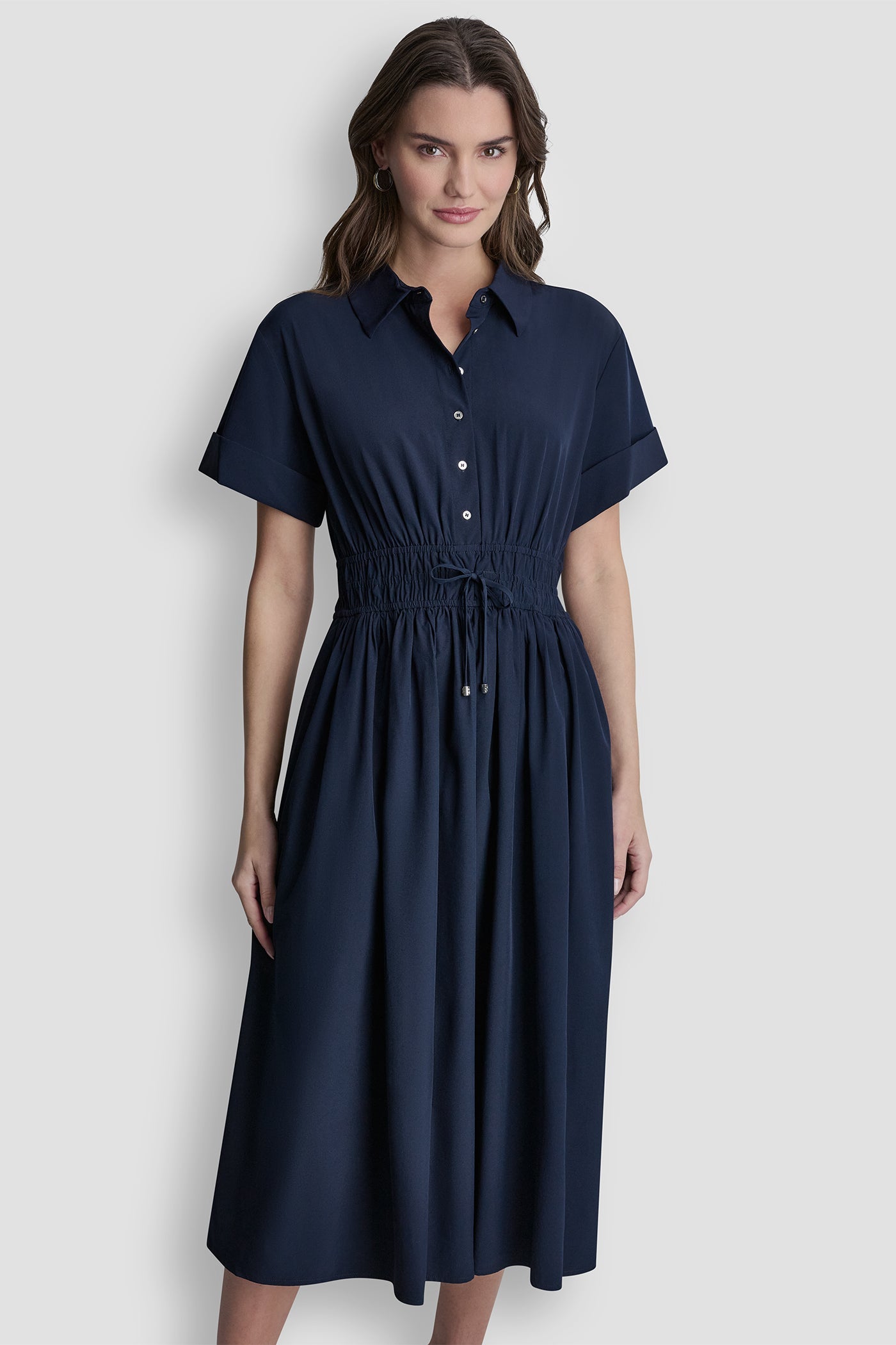 SMOCKED-WAIST COMMUTER DRESS