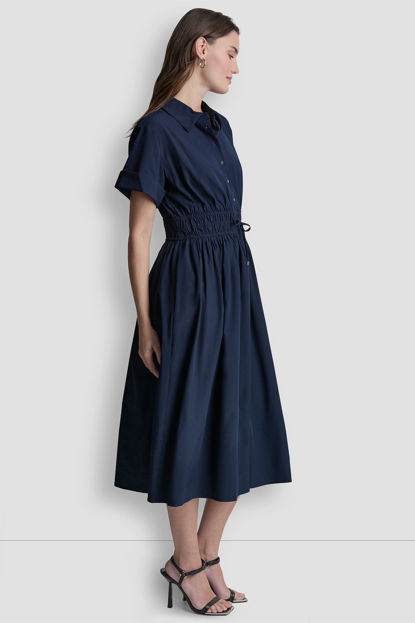 SMOCKED-WAIST COMMUTER DRESS