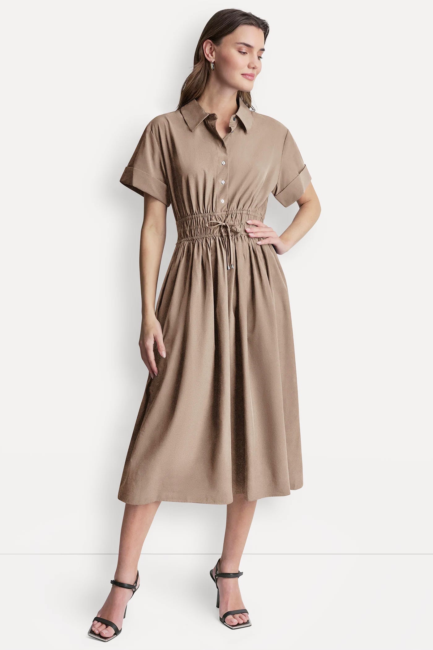 SMOCKED-WAIST COMMUTER DRESS