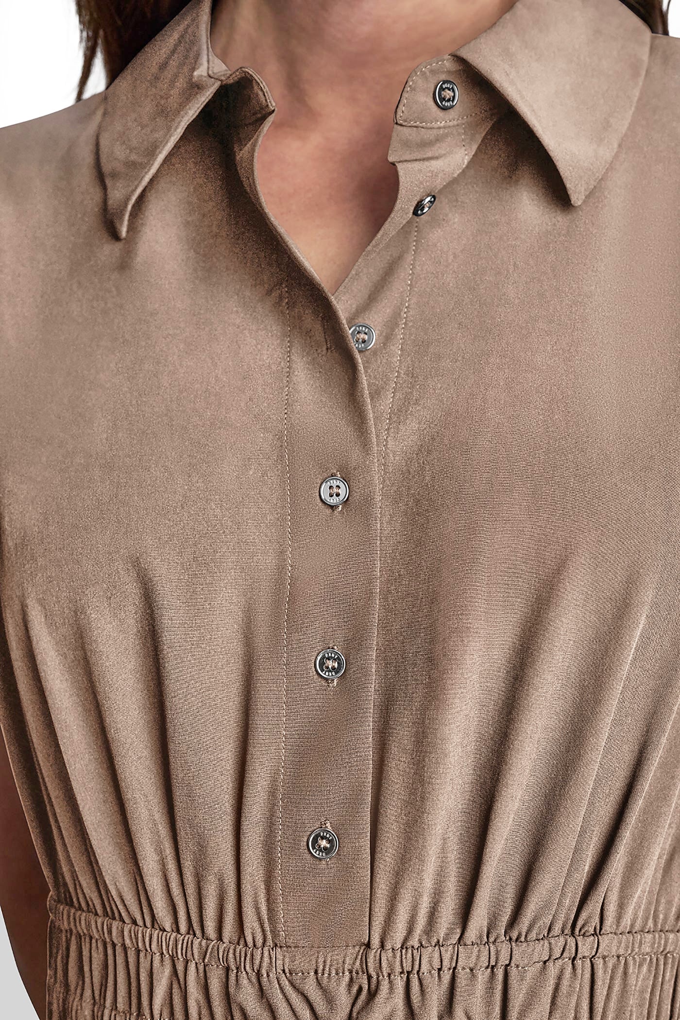 SMOCKED-WAIST COMMUTER DRESS
