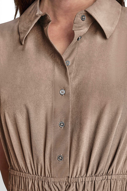 SMOCKED-WAIST COMMUTER DRESS