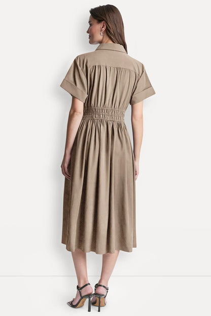 SMOCKED-WAIST COMMUTER DRESS