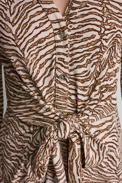 ZEBRA PRINT MIDI SHIRT DRESS
