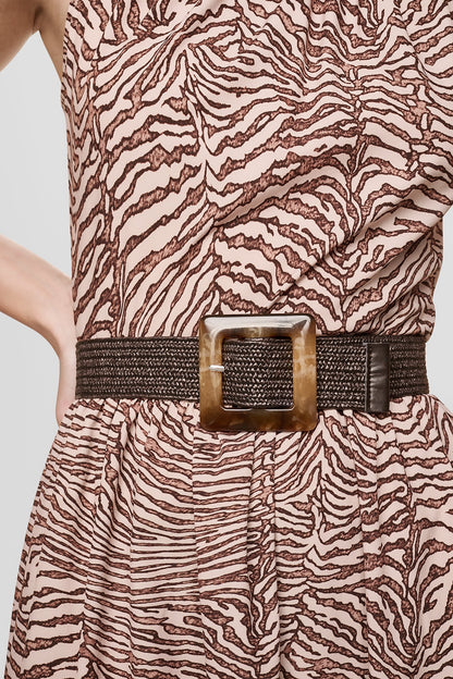 FIT & FLARE PRINTED MIDI DRESS