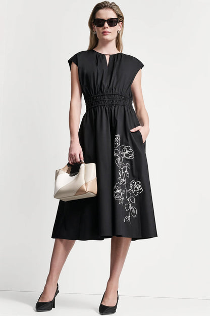 FLORAL FIT & FLARE MIDI DRESS