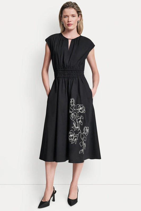 FLORAL FIT & FLARE MIDI DRESS