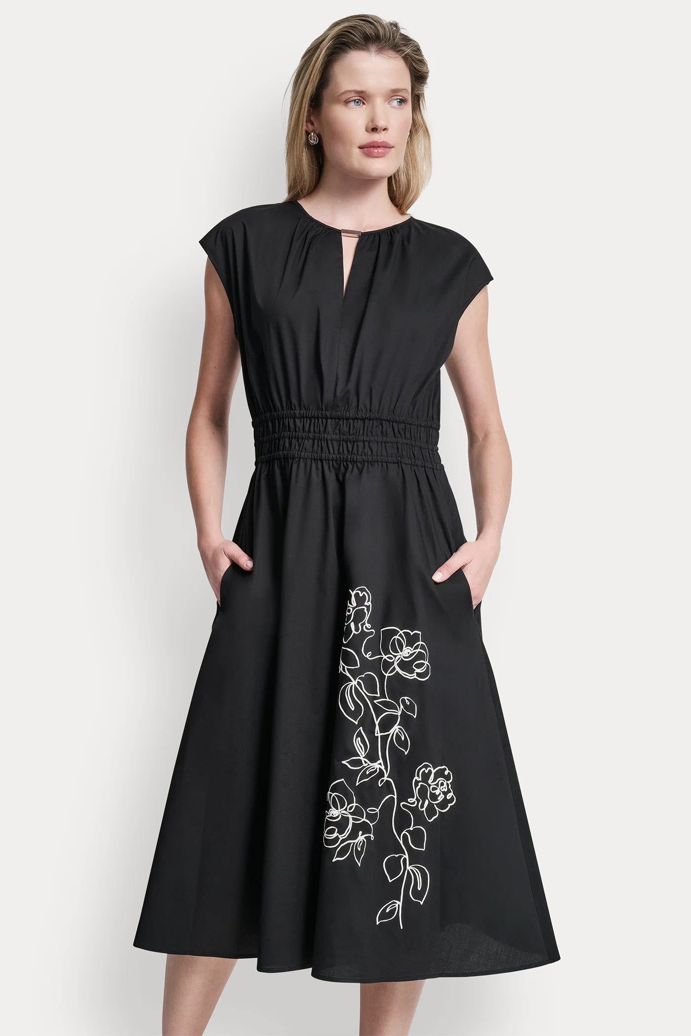 FLORAL FIT & FLARE MIDI DRESS