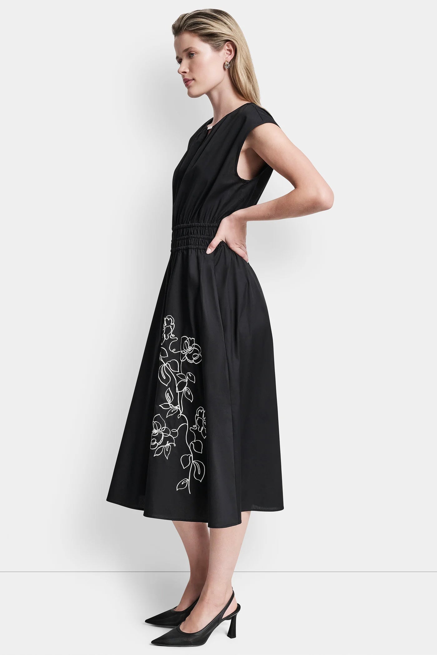 FLORAL FIT & FLARE MIDI DRESS