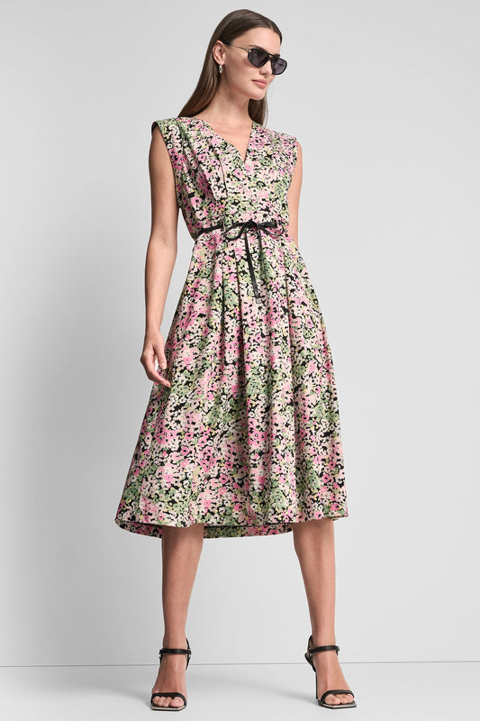 FLORAL MIDI FIT & FLARE DRESS
