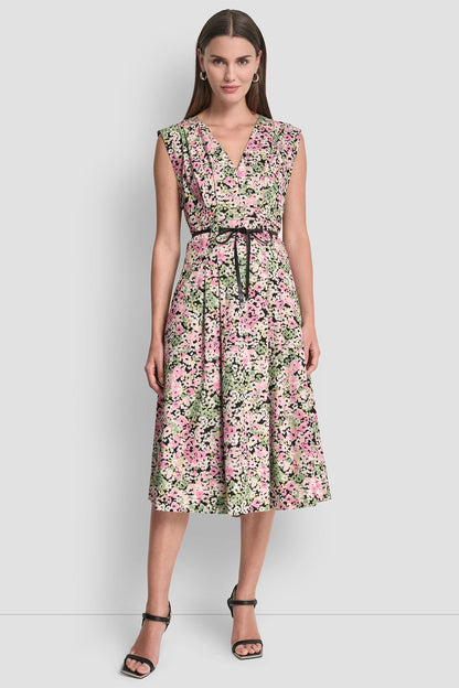 FLORAL MIDI FIT & FLARE DRESS