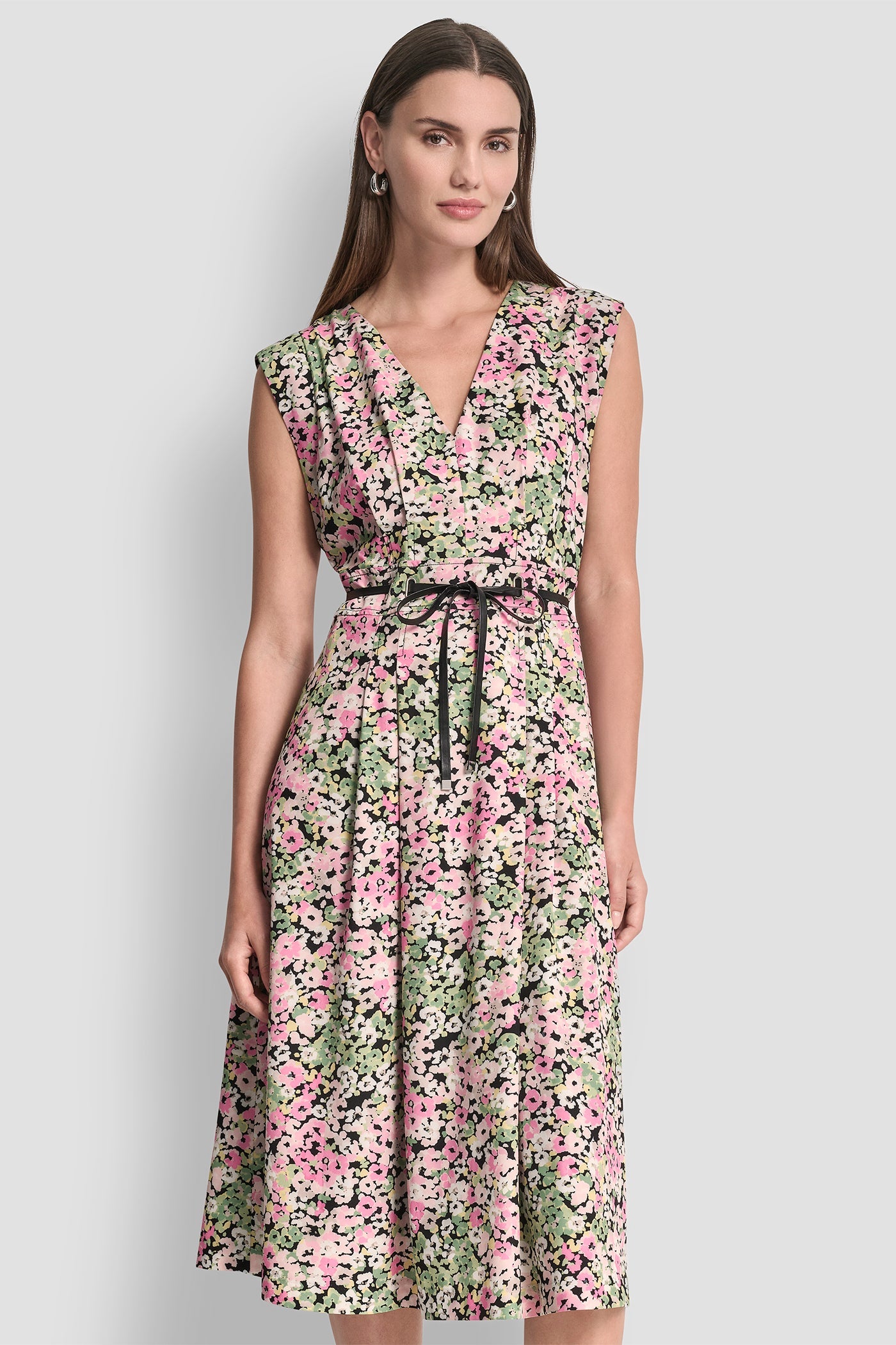 FLORAL MIDI FIT & FLARE DRESS