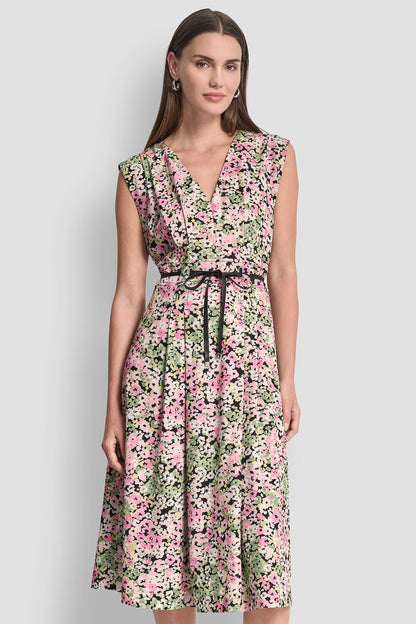FLORAL MIDI FIT & FLARE DRESS