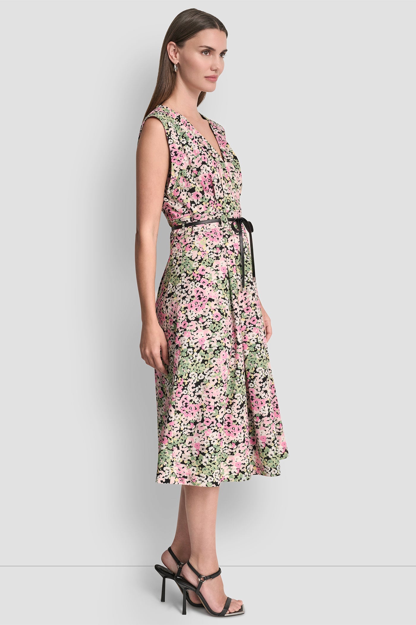 FLORAL MIDI FIT & FLARE DRESS
