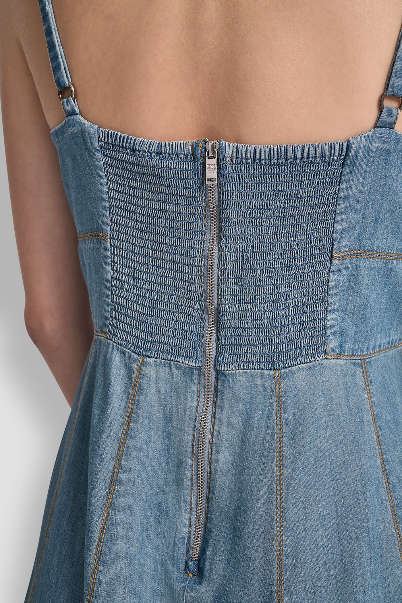 DENIM MIDI FIT & FLARE DRESS