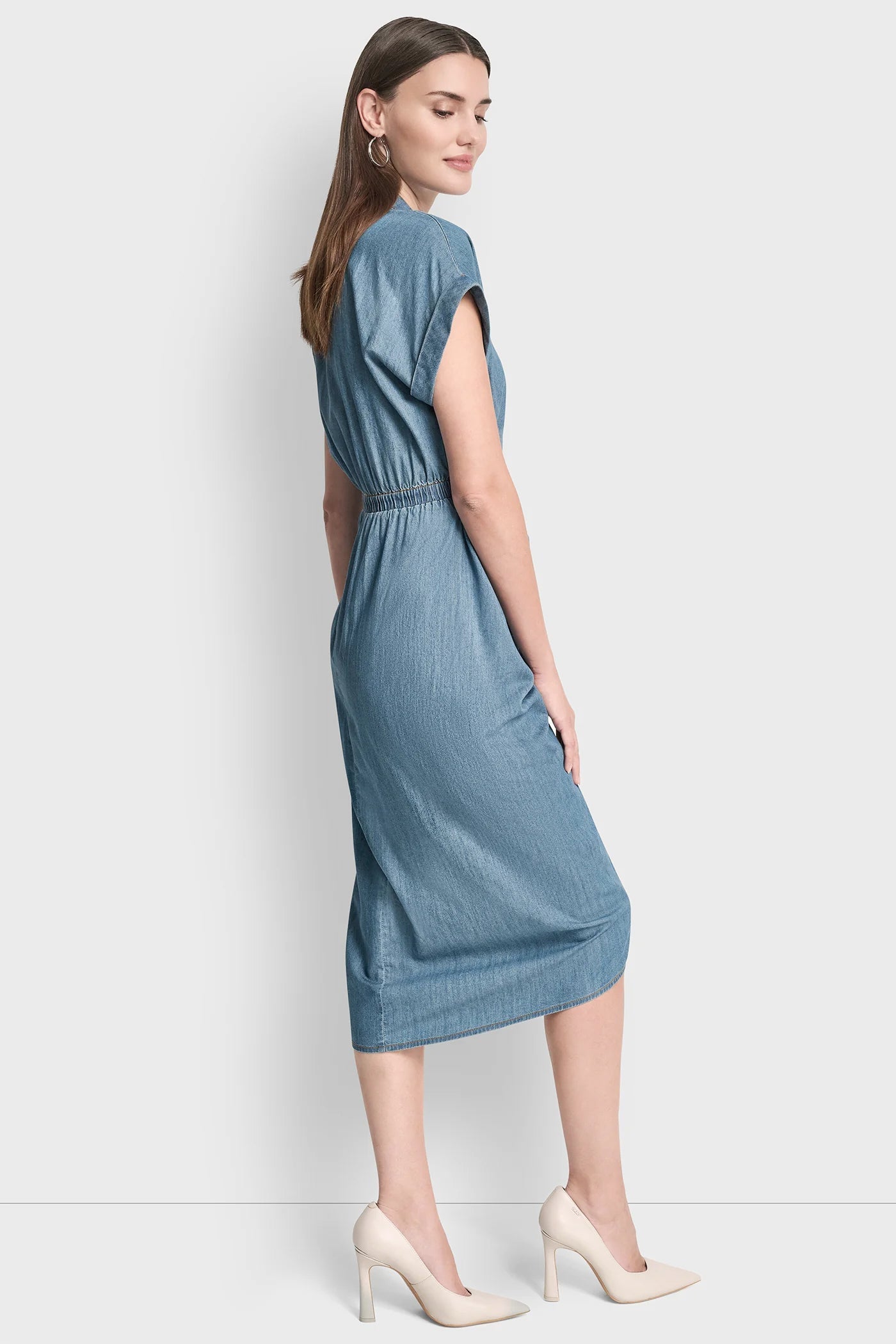 SHORT SLEEVE MIDI SHIRT DRESS