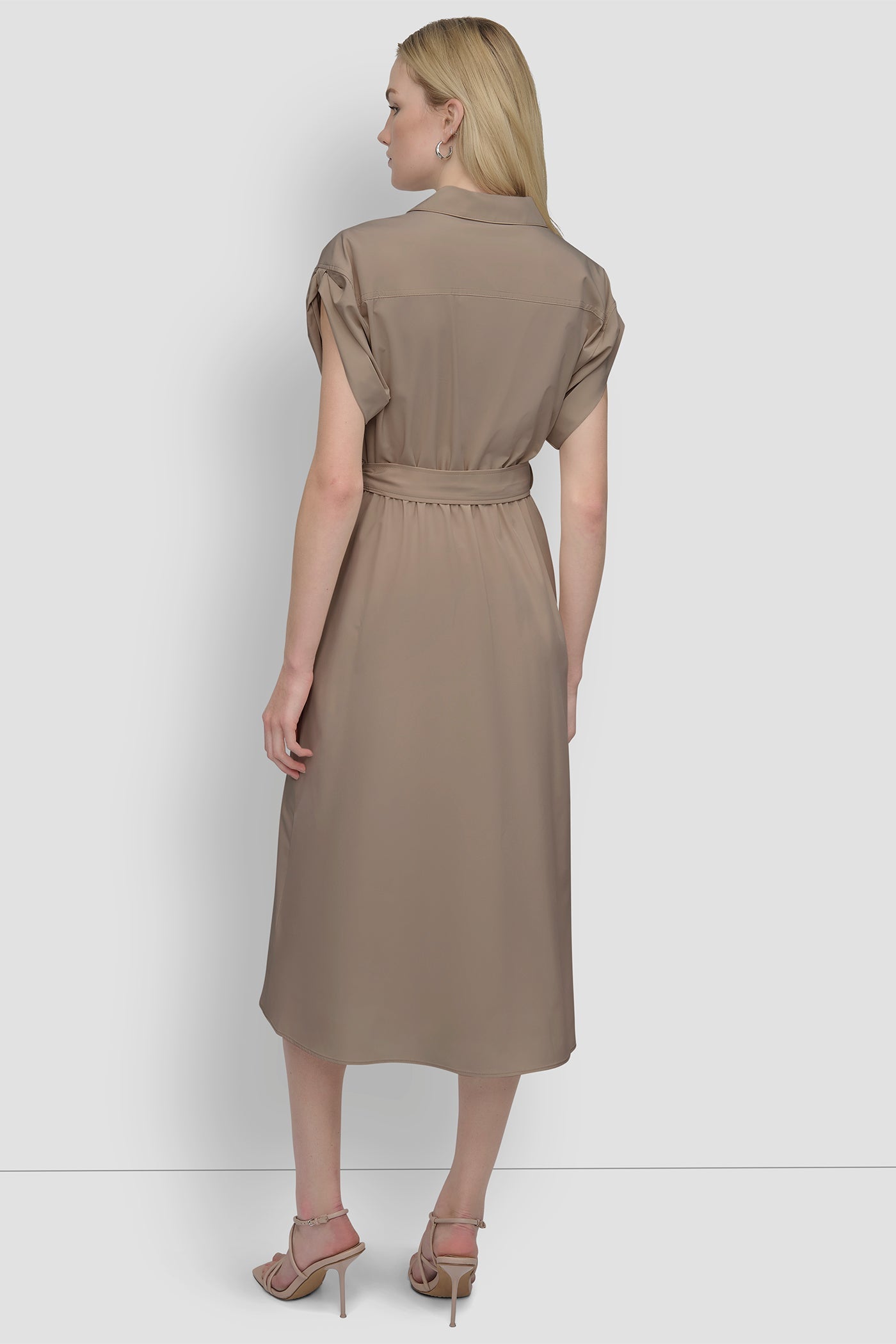 BUTTON-FRONT MIDI COMMUTER DRESS