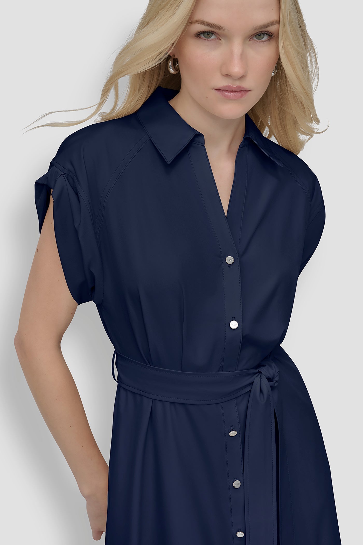 BUTTON-FRONT MIDI COMMUTER DRESS