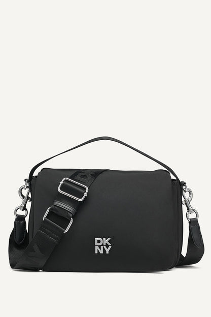 JENNY LOGO FLAP SHOULDER BAG