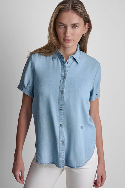 GARMENT DYE BUTTON-FRONT SHIRT