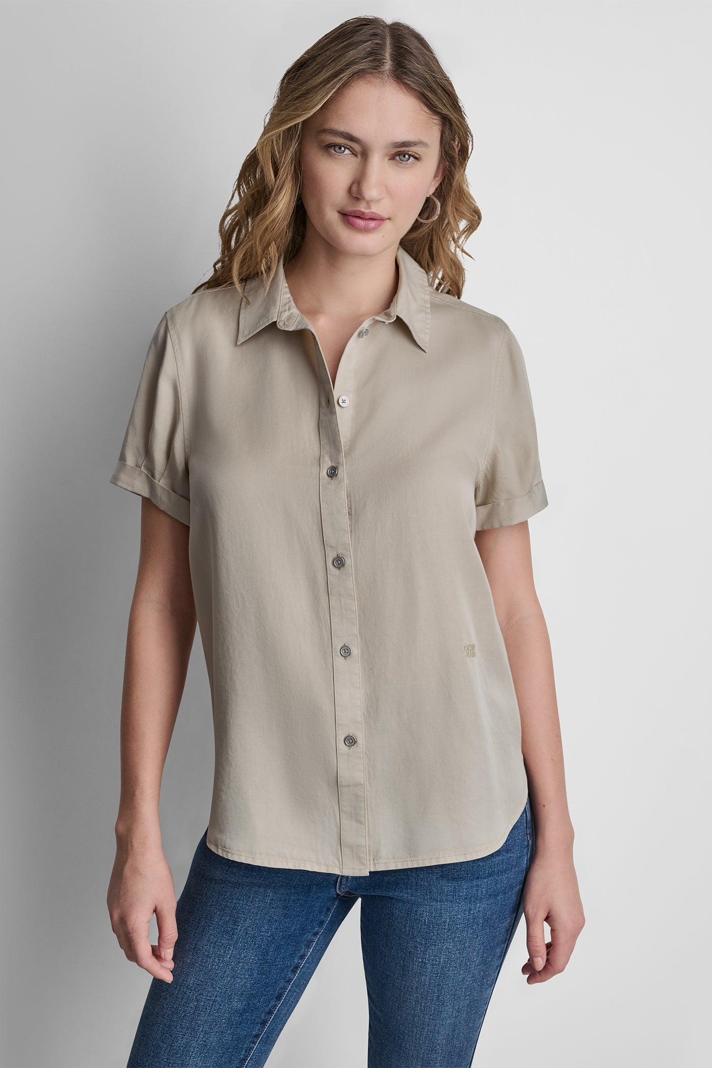 GARMENT DYE BUTTON-FRONT SHIRT