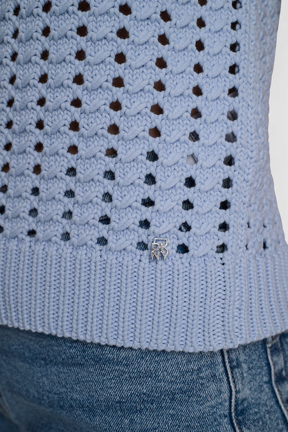 CHUNKY POINTELLE SHORT SLEEVE SWEATER