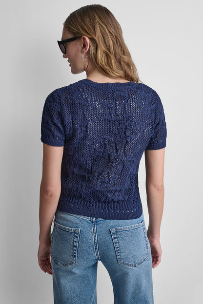 LACE STITCH BUTTON FRONT CARDIGAN