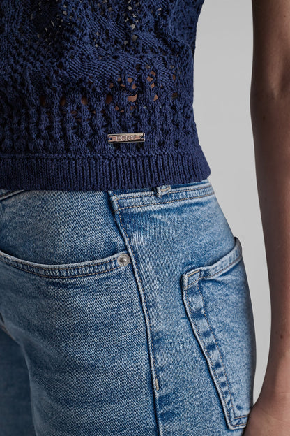 LACE STITCH BUTTON FRONT CARDIGAN