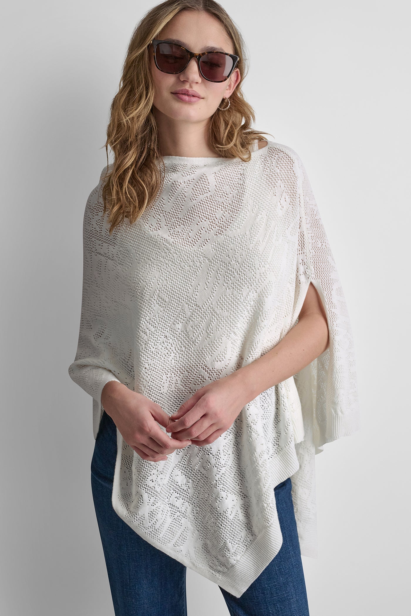 ASYMMETRIC LOGO POINTELLE PONCHO