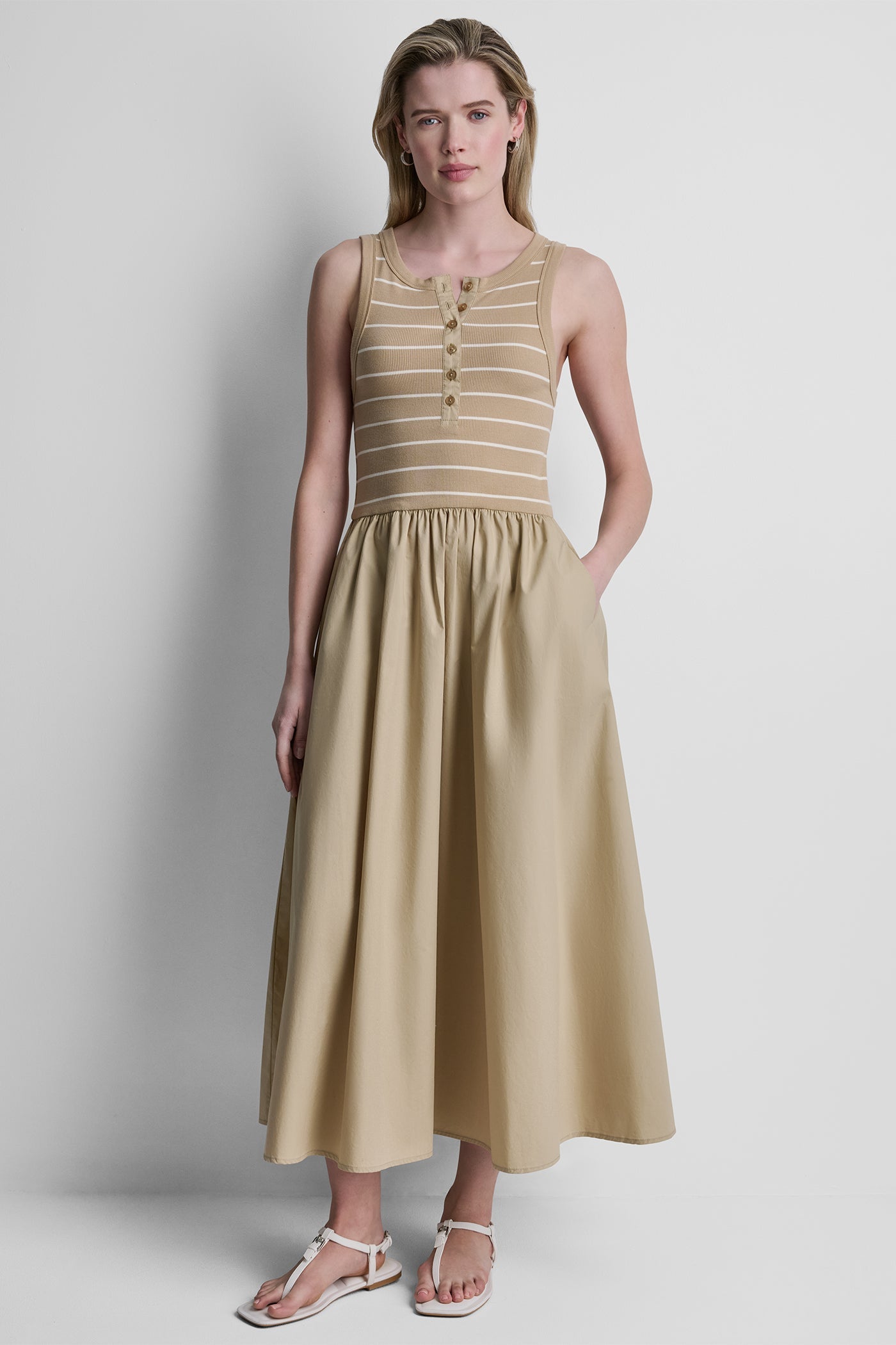 RIB HENLEY TANK MAXI DRESS
