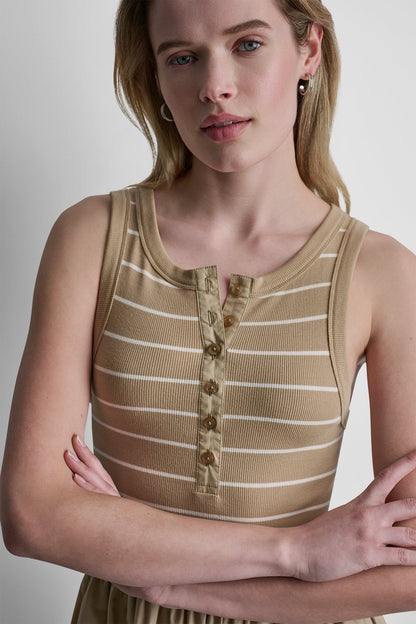 RIB HENLEY TANK MAXI DRESS