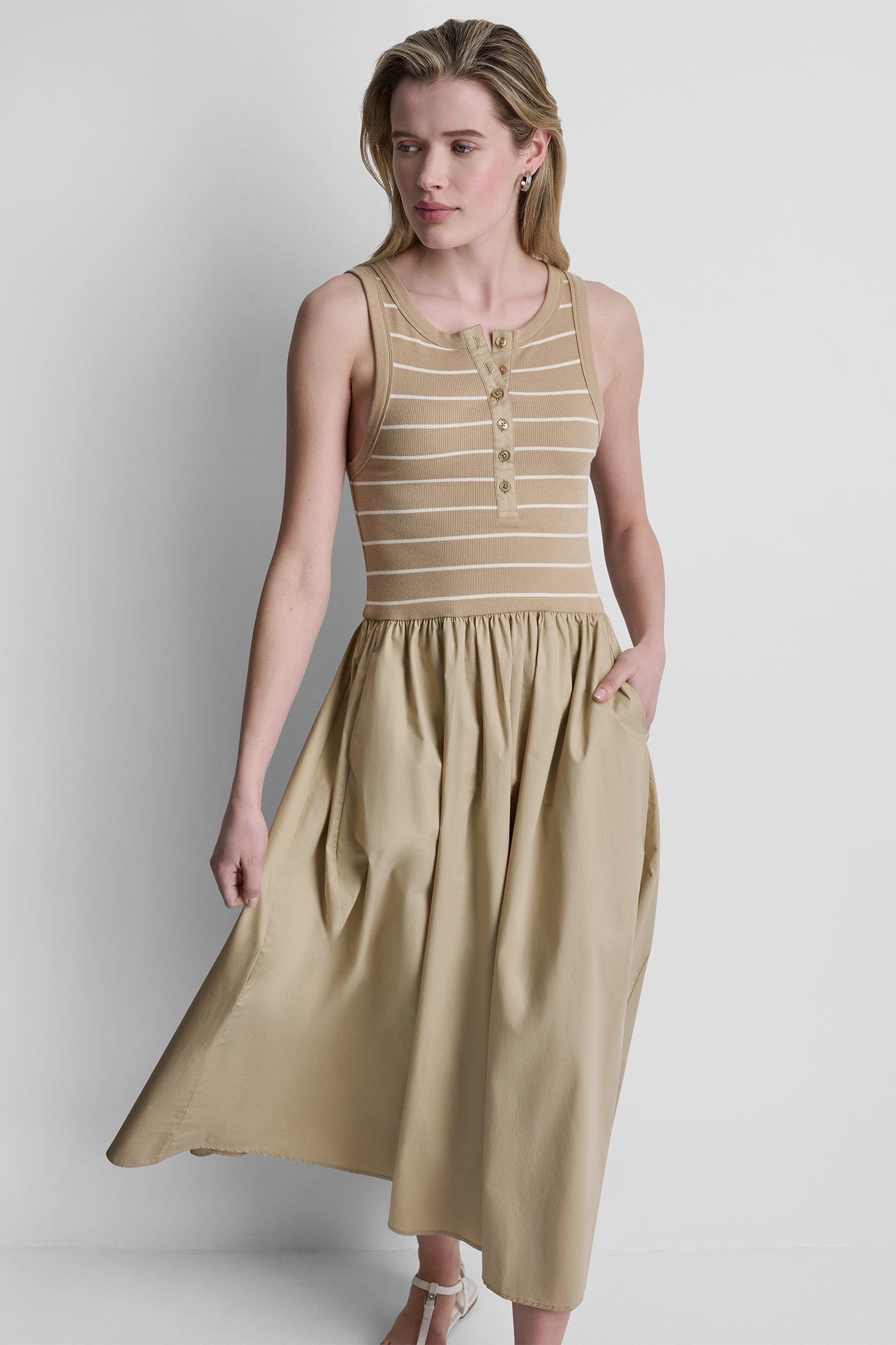 RIB HENLEY TANK MAXI DRESS