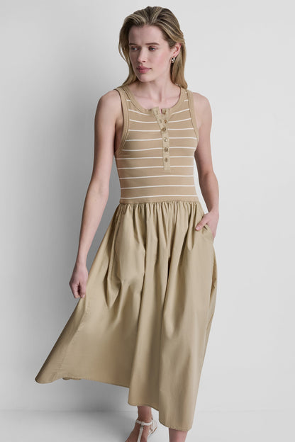 RIB HENLEY TANK MAXI DRESS