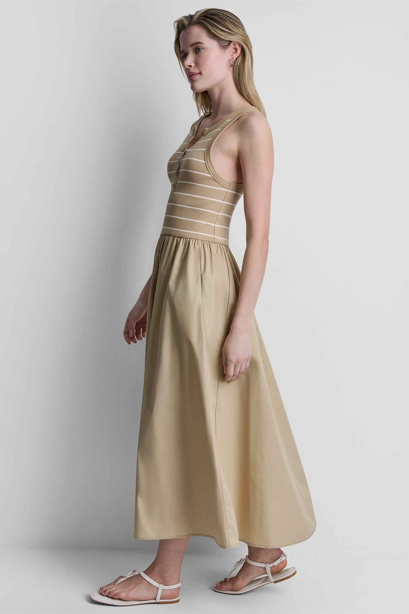 RIB HENLEY TANK MAXI DRESS
