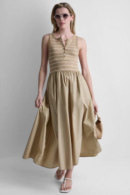 RIB HENLEY TANK MAXI DRESS
