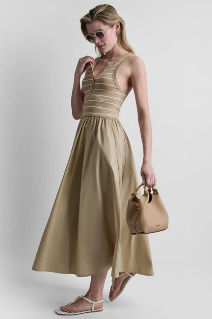 RIB HENLEY TANK MAXI DRESS