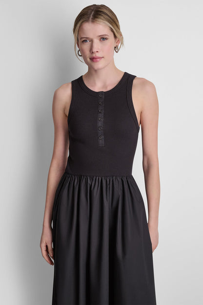 RIB HENLEY TANK MAXI DRESS