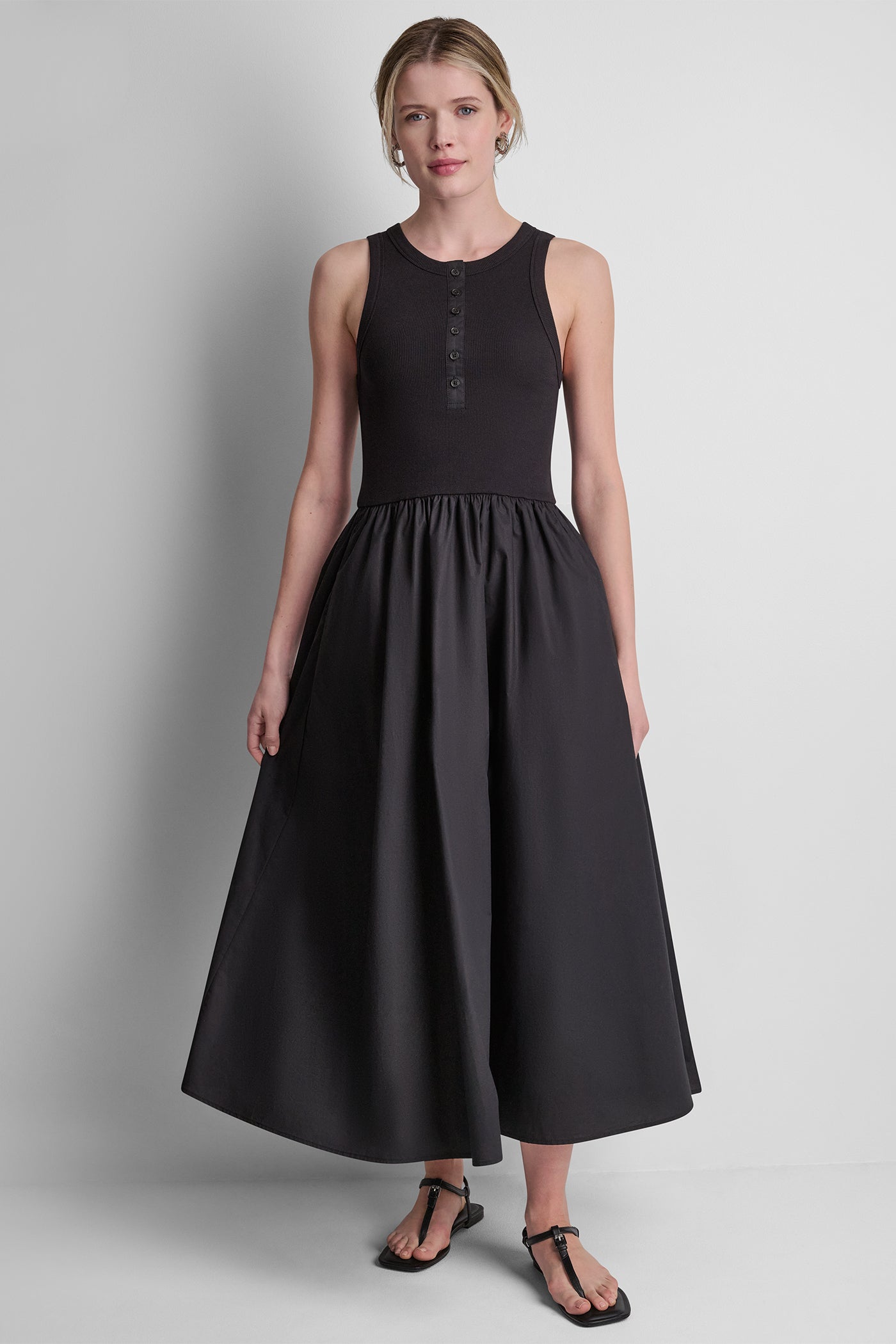 RIB HENLEY TANK MAXI DRESS