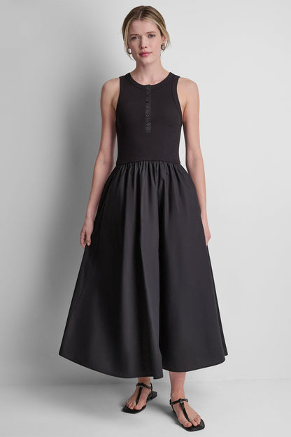 RIB HENLEY TANK MAXI DRESS