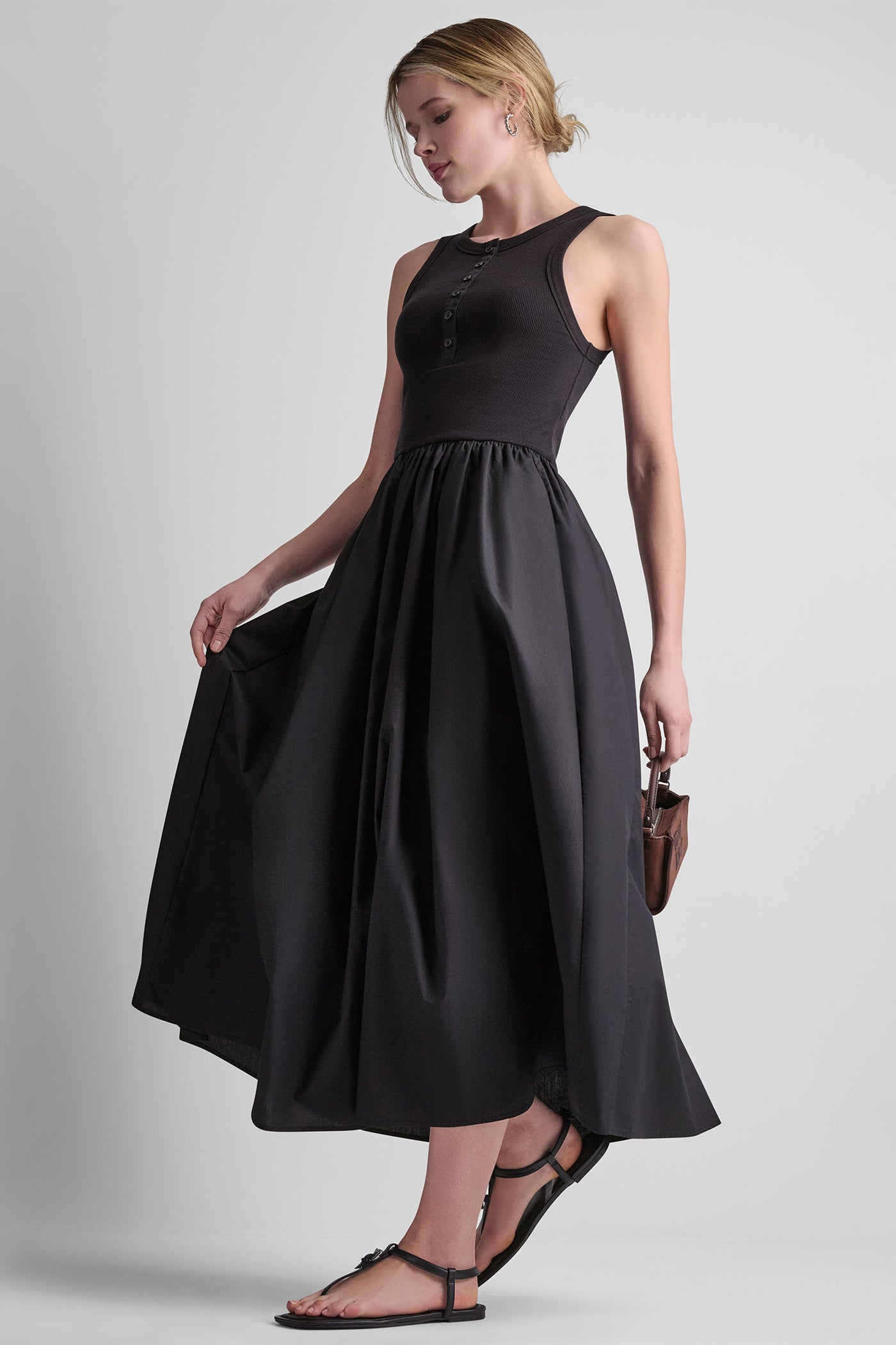 RIB HENLEY TANK MAXI DRESS