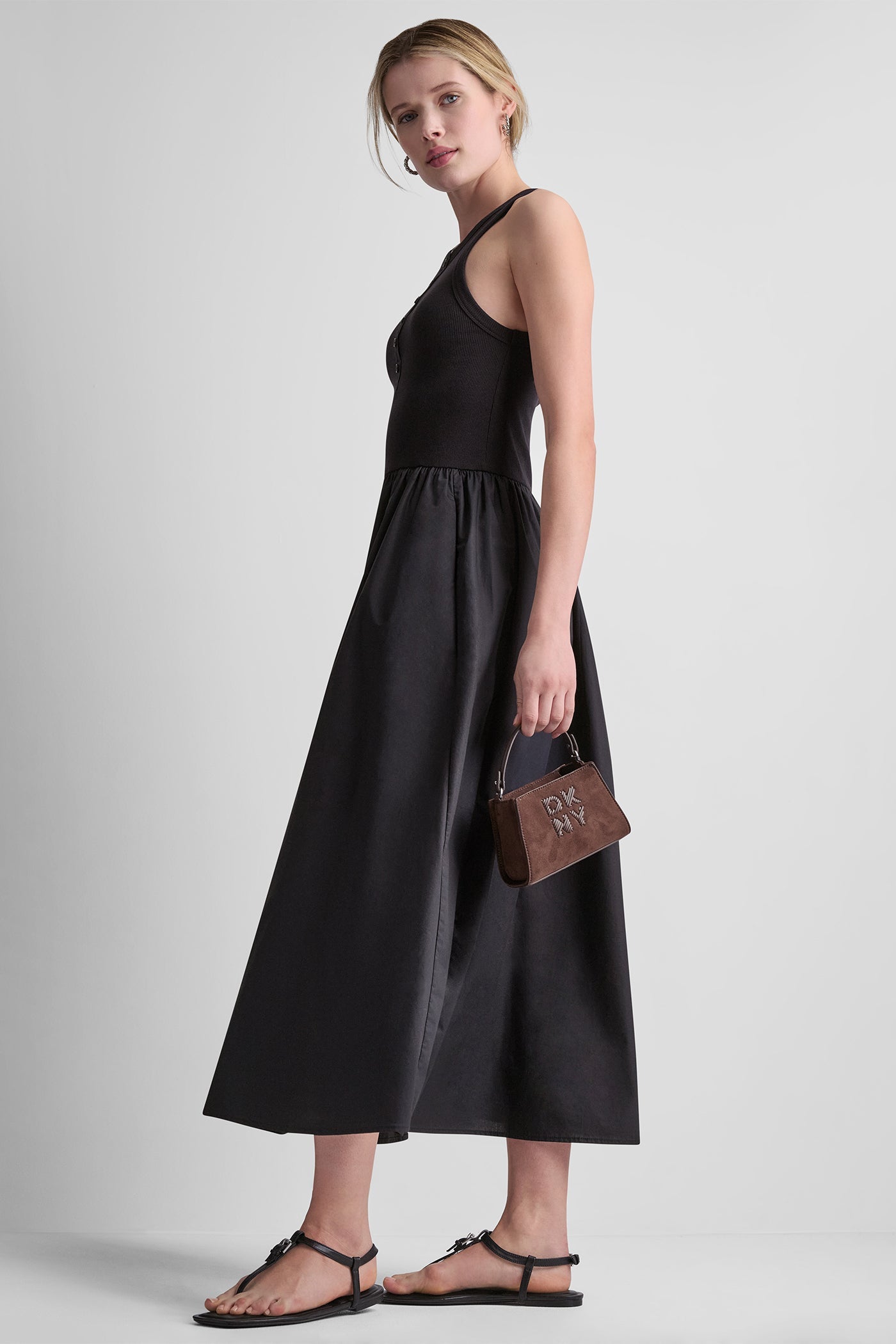 RIB HENLEY TANK MAXI DRESS