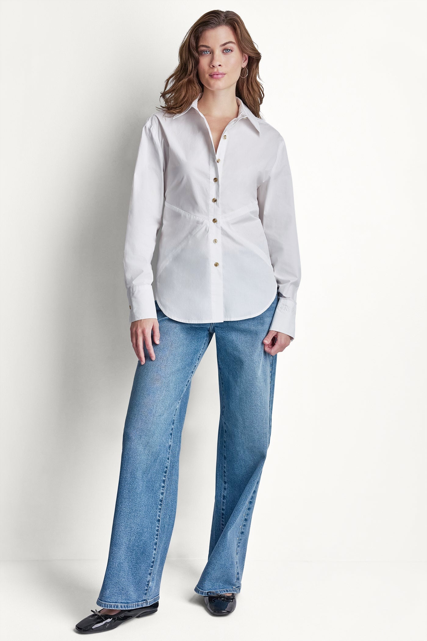 POPLIN CUTOUT TIE BACK SHIRT