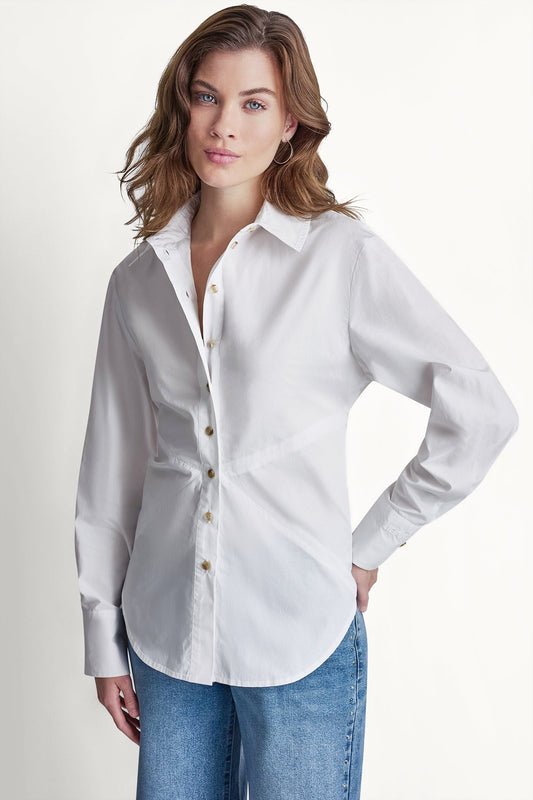 POPLIN CUTOUT TIE BACK SHIRT