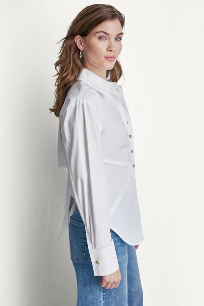 POPLIN CUTOUT TIE BACK SHIRT